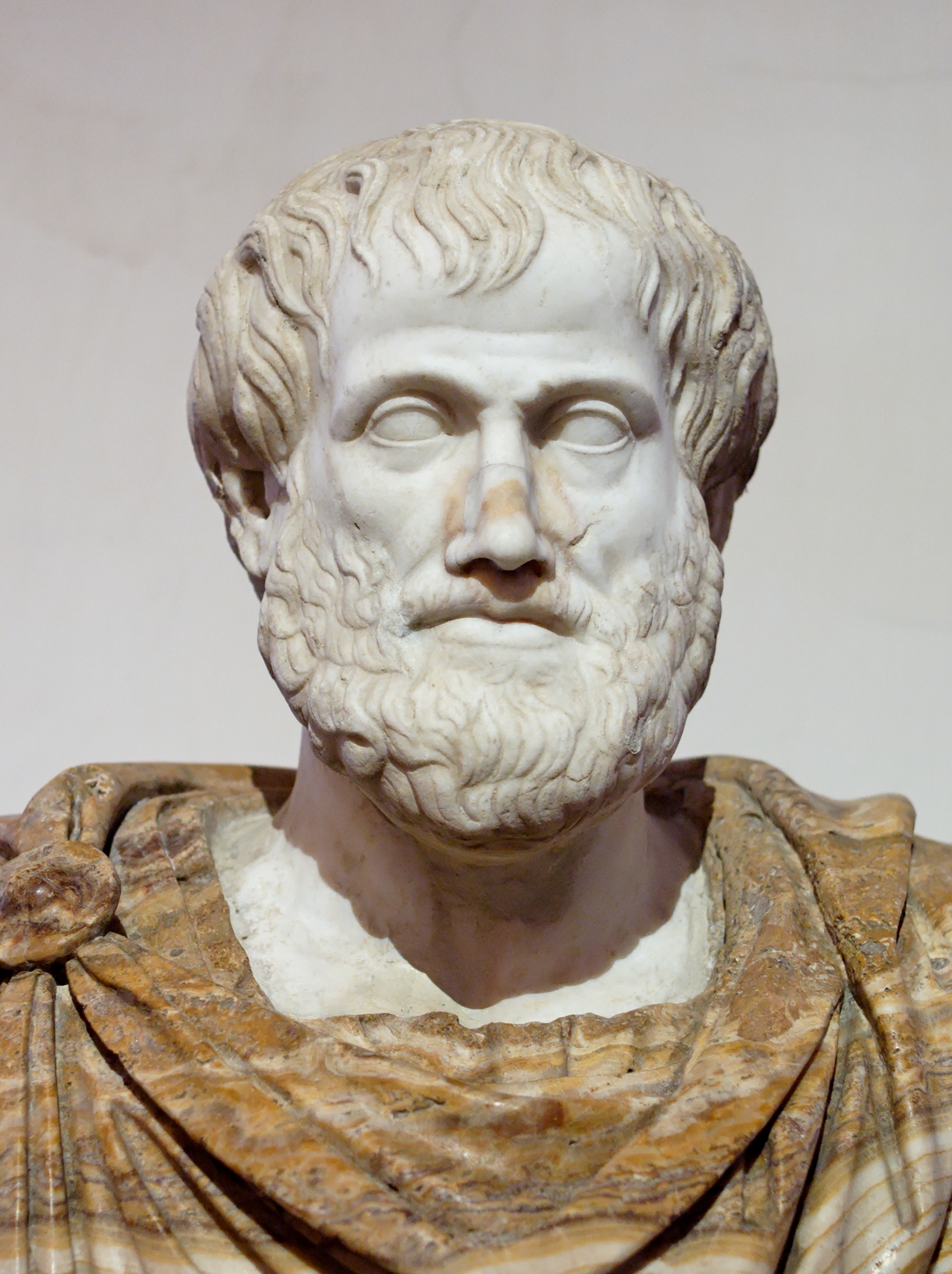Marble bust of Aristotle, a Roman copy of a Greek bronze original by Lysippos, housed at the Palazzo Altemps in Rome