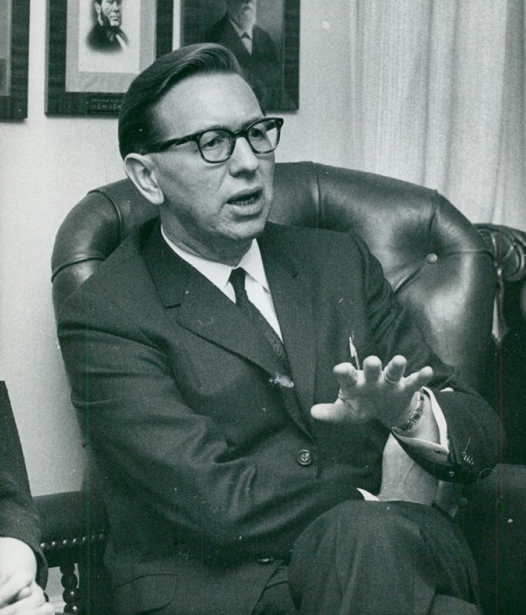 Portrait of Swedish psychiatrist and criminologist Nils Bejerot, photographed in 1968.